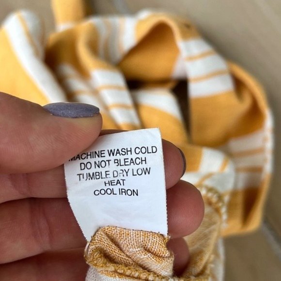 PacSun Kendall & Kylie Yellow Striped Linen Blend Jumpsuit Size Large Wide Leg - Picture 10 of 13